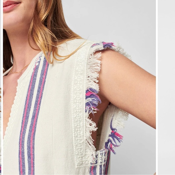 NWT Faherty Baja Beach Tunic Dress in French Rose Baja Stripe Size Large - Picture 2 of 12